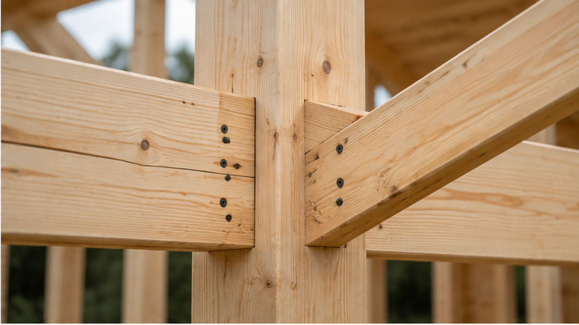 Holzbau Verbindung, Detail Holzknoten