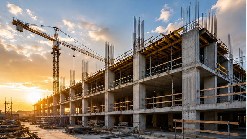 Massivbau Baustelle, Rohbau im Bau
